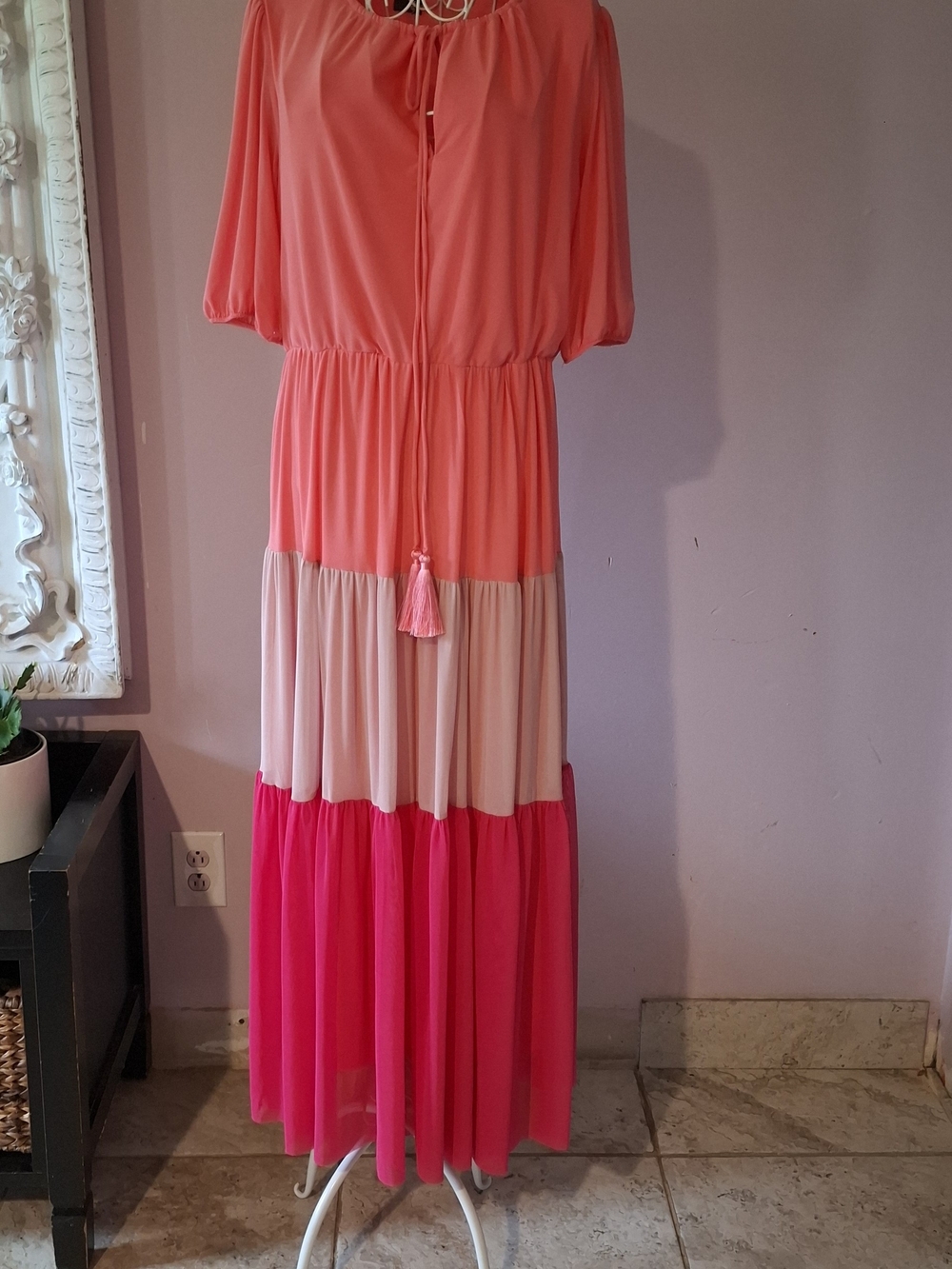 Taylor Coral & Pink Lightweight Maxi Dress